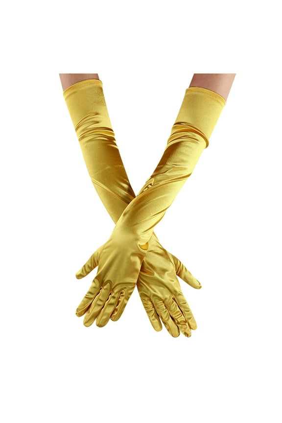 Yellow Gloves Mittens Opera Dance Elbow Finger 1920s Bridal Long Length Gloves Satin Women's Gloves Gloves