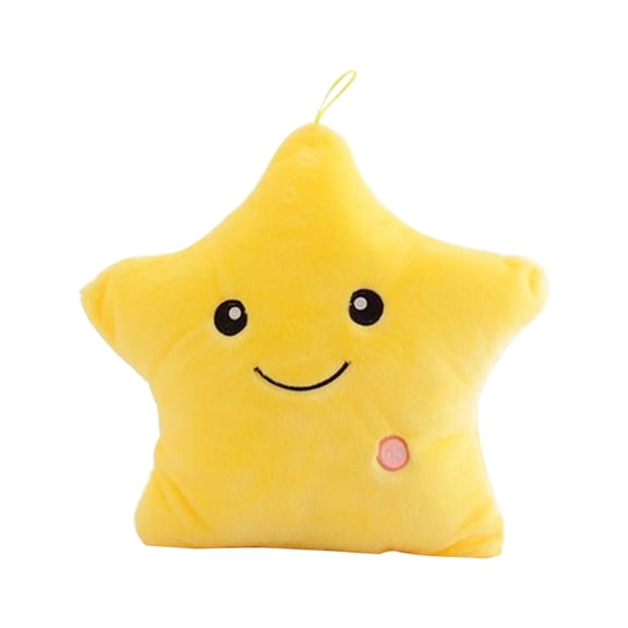 Yellow Glowing Star Plush Pillow Colorful Light Up Stuffed Toy With Luminous Feature For Decoration And Comfort 15.7X13.8 Inches 1Pc 0.55 Lb