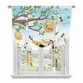 thumbnail image 1 of Yellow Gnome Honeycomb Tie Up Curtain 45 Inches Long, Vintage Yellow Bee Sunflower Honey Blue Gradient Balloon Style Kitchen Window Curtain Over Sink, Small Window Rod Pocket Curtain 34"x45", 1 of 9
