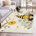 thumbnail image 1 of Yellow Gnomes Area Rugs 2.7'x5', Washable Small Throw Rugs for Kitchen Bedroom, Spring Floral Bees Daisy Branches Indoor Outdoor Rug Non-Slip Low Pile Carpet Runner Reversible Floor Mats, 1 of 8