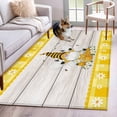 thumbnail image 1 of Yellow Gnomes Area Rugs 4'x6', Washable Small Throw Rugs for Office Bathroom, Spring Bees Daisy Plaid Wooden Grain Indoor Outdoor Rug Non-Slip Low Pile Carpet Runner Reversible Floor Mats, 1 of 8