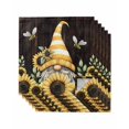 thumbnail image 1 of Yellow Gnomes Cloth Napkins Set of 6 Reusable Dinner Napkins, Sunflower Bee Brown Wood Abstract Art Cocktail Napkin Washable Table Napkins for Wedding/Holiday Party/Baby Shower 20"x20", 1 of 7