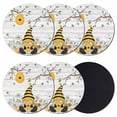 thumbnail image 1 of Yellow Gnomes Coasters Set of 6, Absorbent Coasters for Drinks, Spring Floral Bees Daisy Branches Wooden Coaster for Desk Coffee Table Protection, Home Decor House Warming Gifts 4", 1 of 8