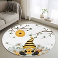 thumbnail image 1 of Yellow Gnomes Round Area Rug 4Ft Washable Circle Rugs for Bedroom Dining Room, Bees Spring Floral Daisy Branches Non-Slip Carpet Floor Mats Indoor Outdoor Carpet Runner Aesthetic Home Decor, 1 of 8