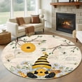 thumbnail image 1 of Yellow Gnomes Round Area Rug 6Ft Washable Circle Rugs for Bathroom Office, Spring Floral Bees Daisy Branches Watercolor Non-Slip Carpet Floor Mats Indoor Outdoor Carpet Runner Aesthetic Home Decor, 1 of 8