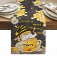thumbnail image 1 of Yellow Gnomes Table Runner - 108 Inch Long, Kitchen Dining Table Runner Dresser Scarves, Bee Daisy Honey Vintage Farmhouse Decor for Coffee Tables Wedding Party Banquet, 1 of 8