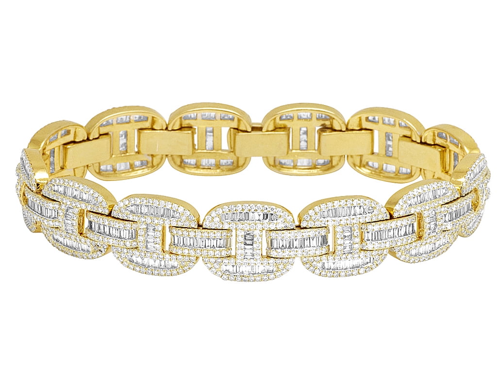 Princess Cut Diamonds Mens Tennis Bracelet 8 Carats White Gold 14K