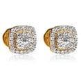 thumbnail image 1 of Yellow Gold 925 Sterling Silver 0.50Ct VVS Moissanite Diamond Men's Flower Cluster Screw Back Stud Earrings, 1 of 7