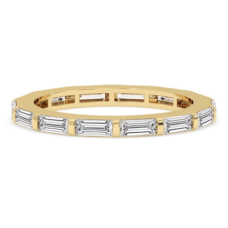 Yellow Gold Anniversary Band Lab Grown 1.30 TCW Baguette Diamond Eternity Band