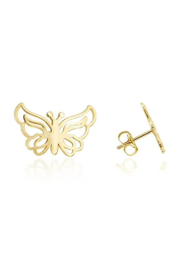 Yellow Gold Butterfly Silhouette Stud Earrings (14K)