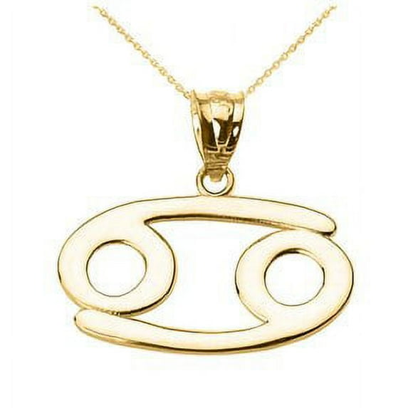 Yellow Gold Cancer July Zodiac Sign Pendant Necklace : 14K Pendant with 16" chain