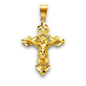 Yellow Gold Catholic Cross with Inri 10K Yellow Gold