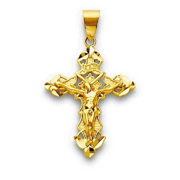 Yellow Gold Catholic Cross with Inri 10K Yellow Gold