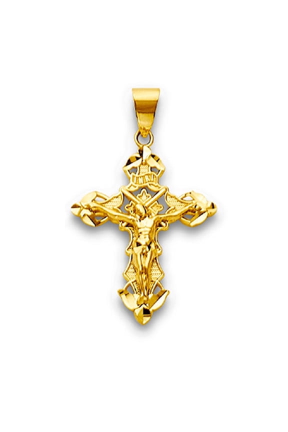 Yellow Gold Catholic Cross with Inri 10K Yellow Gold