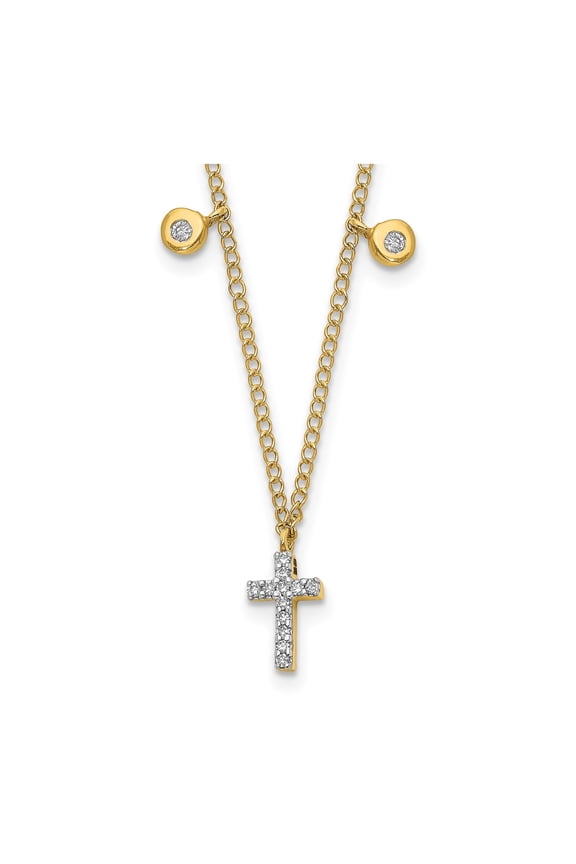 Yellow Gold Cross Pendant Necklace for Men and Women with Pav Diamond Accents Spiritual Fine Jewelry Symbol of Faith Elegant Modern Design Luxury Chain for Daily Wear