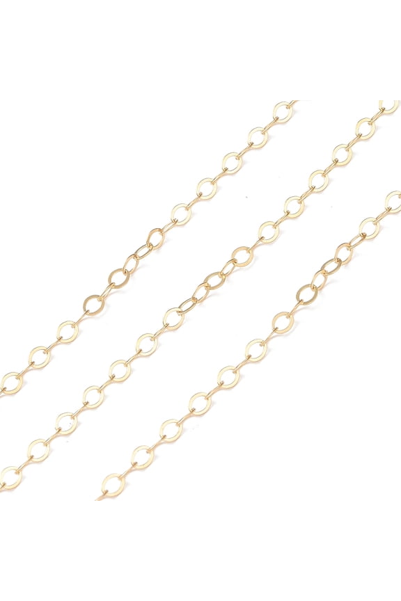 Yellow Gold Filled Cable Chains Soldered Real 14K Gold Filled Link: 3.3x2.4x0.2mm