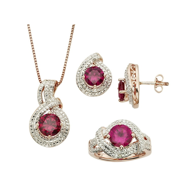 Ruby ring sale and necklace set