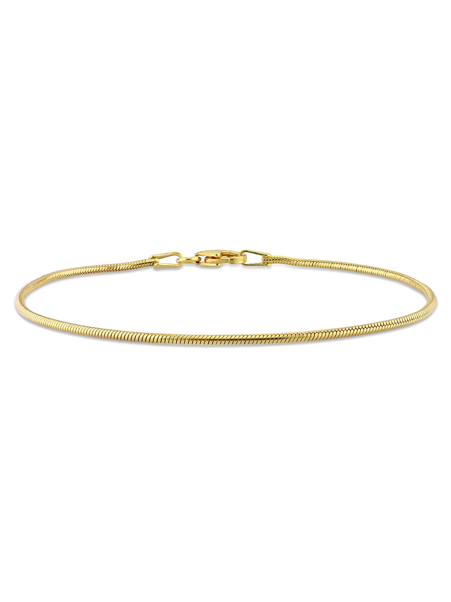 Yellow Gold Flash Plated Sterling Silver Snake Chain Bracelet 