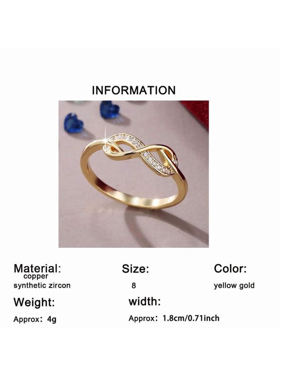 Yellow Gold Infinity Loop Ring With Synthetic Zirconia Inlay