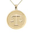 thumbnail image 1 of Yellow Gold Libra Zodiac Disc Pendant Necklace, 1 of 1