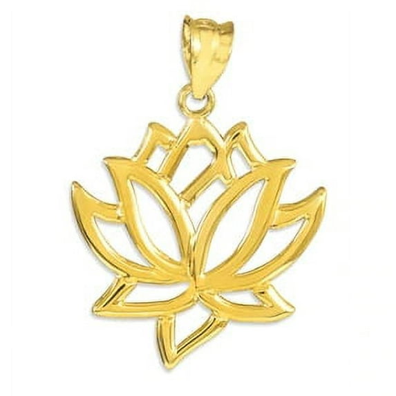 Yellow Gold Lotus Flower Pendant Necklace : 10K Pendant with 22" chain