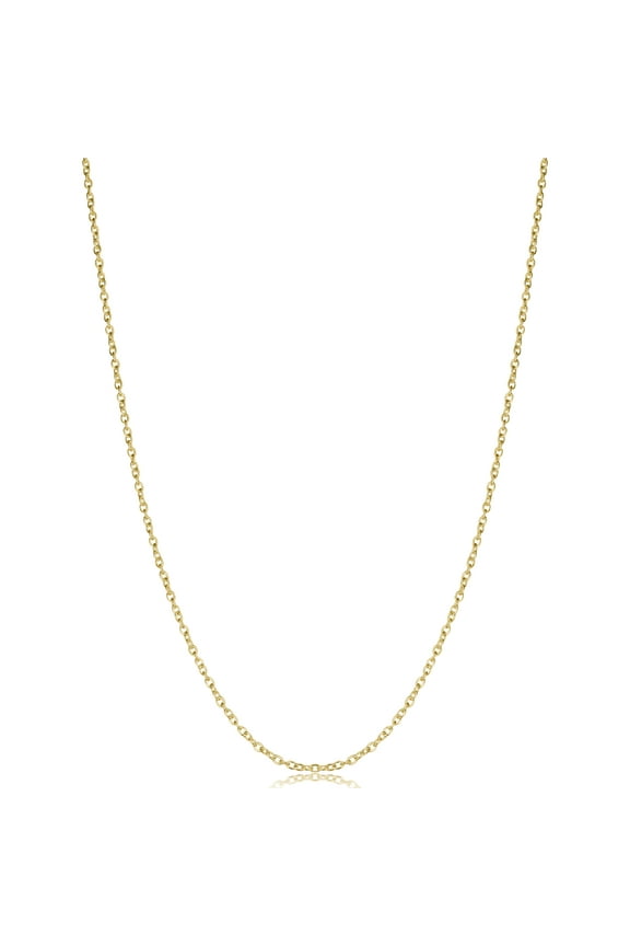 Yellow Gold Over Sterling Silver Cable Chain Necklace (1.2 mm, 20 inch)