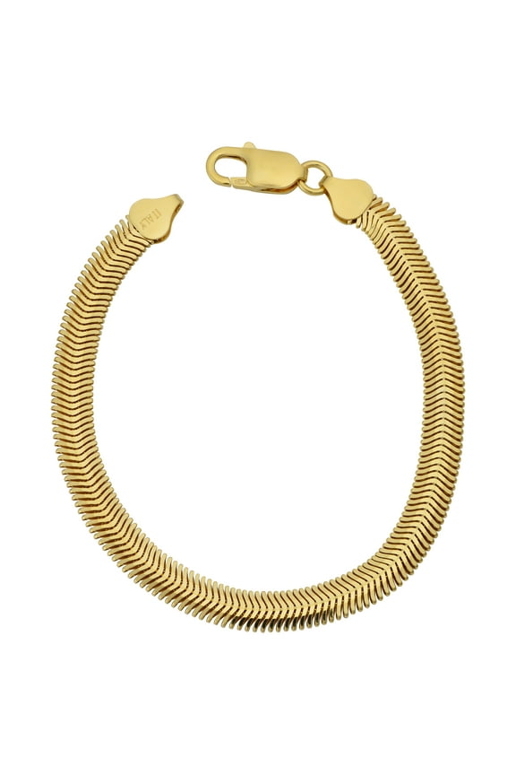 KoolJewelry Yellow Gold Over Sterling Silver Oval Snake Bracelet (6.4 mm, 7.5 or 8.5 inch)