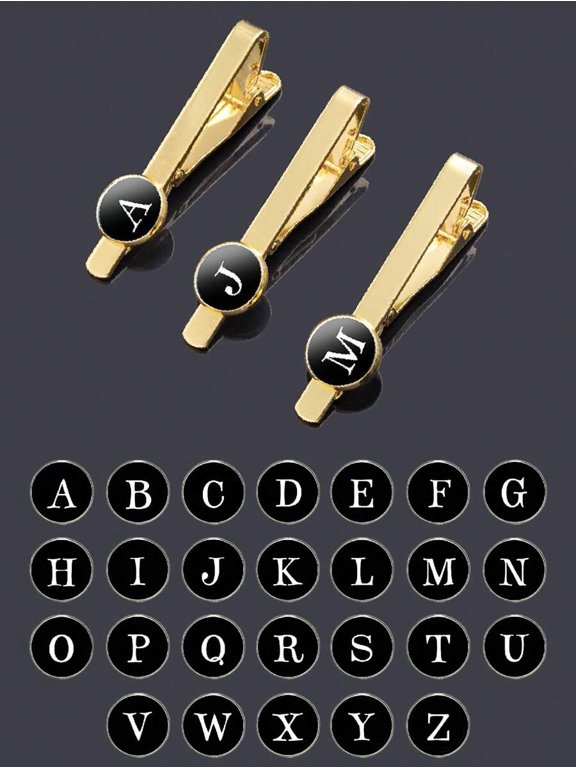 Yellow Gold Personalized Letter Tie Clip for Men
