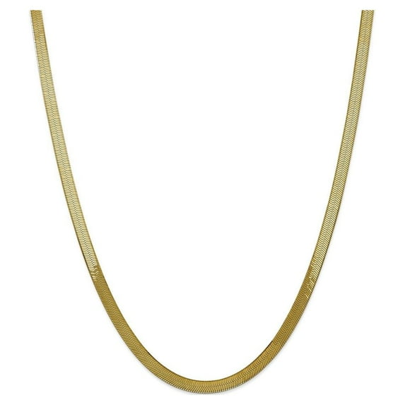 Yellow Gold Plated 5mm Flat Herringbone Chain Necklace for Men or Women, 20" - 24"