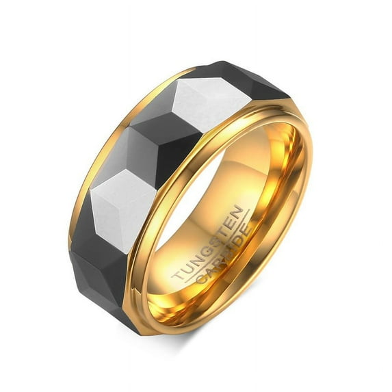 Yellow Gold Plated 8mm Tungsten Carbide Mens Ring Men Wedding Band Man Ring