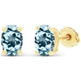 thumbnail image 1 of Decadence Yellow Gold Plated 925 Sterling Silver 5x3mm Oval Cut Natural Sky Blue Topaz December Birthstone Screwback Stud Earrings, 1 of 7