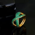 thumbnail image 1 of Yellow Gold Plated Adjustable Ring Engagement Wedding Green Geometric Jewelry, 1 of 9