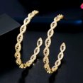 thumbnail image 1 of Yellow Gold Plated Blue Cubic Zircon Cross Stone Big Round Hoop Earrings Jewelry, 1 of 9