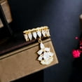 thumbnail image 1 of Yellow Gold Plated Cubic Zirconia Amerian Crystal Water Dangle Drop Charm Ring, 1 of 9