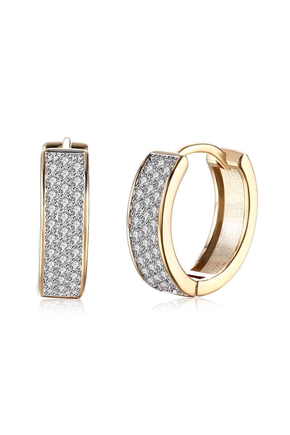 Yellow Gold Plated Huggie Hoop Earrings Huggies AAA Zircon Latch Back Clasp L567
