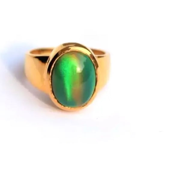 Yellow Gold Plated Ethiopian Opal gemstone Men's ring Gift For husband ring
