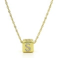 thumbnail image 1 of Yellow Gold Plated Initial Dice, Box A - Z Cubic Zirconia Slider Letter Pendant Mens Womens Necklace, Giorgio Bergamo Gold, S, 1 of 6