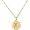 thumbnail image 1 of Yellow Gold Plated Initial Disc A - Z Cubic Zirconia Letter Pendant Mens Womens Necklace, Giorgio Bergamo Yellow Gold, X, 1 of 6