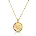 thumbnail image 1 of Yellow Gold Plated Initial Disc A - Z Rainbow Cubic Zirconia Letter Pendant Mens Womens Necklace, Giorgio Bergamo Gold, J, 1 of 6
