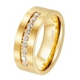 thumbnail image 1 of Yellow Gold Plated Matte 8mm Titanium Steel Mens Ring Men Wedding Band AAA CZ Man Ring, 1 of 7