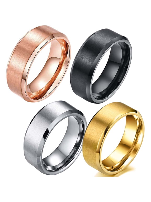 Yellow Gold Plated Matte 8mm Titanium Steel Mens Ring Men Wedding Band Man Ring