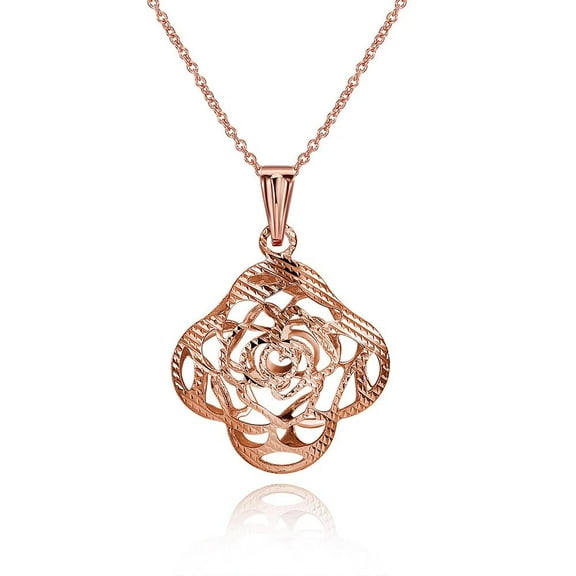 Yellow Gold Plated Necklace Pendant Flower Drop 19 Inches 1Mm Lobster Clasp B301