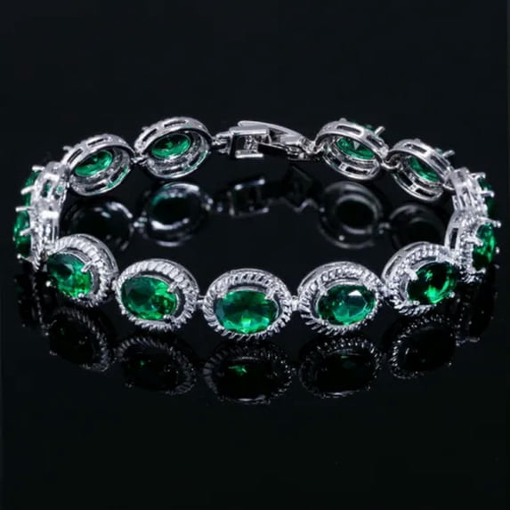 Yellow Gold Plated Round Cubic Zirconia Wedding Bracelet for Women Party Jewelry
