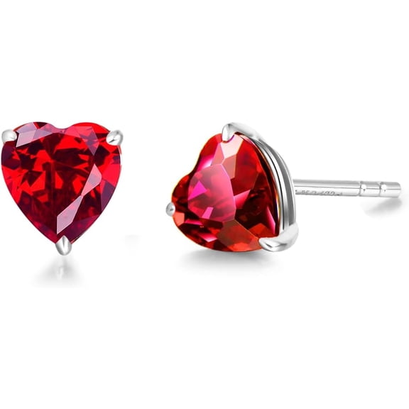 Yellow Gold Plated Ruby Stud Earrings Gemstone Prong Cluster Stud Earrings Fine Jewelry Gifts for Her Mom Women Wife