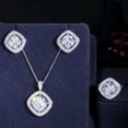 thumbnail image 1 of Yellow Gold Plated Square Cubic Zircon Necklace Earring Ring Women Jewelry Sets, 1 of 9