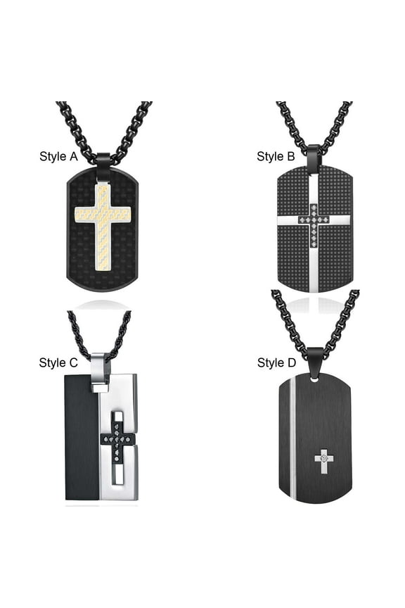 Yellow Gold Plated Titanium steel Necklace AAA CZ Pendant Cross Necklace for Men