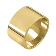 JULIETTE COLLECTION Yellow Gold Plated Wide Chunky Cigar Band Ring for Women in Polished Finish - Size 8