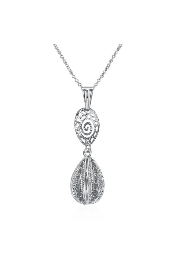 Silver Platinum Plated Drop Pendant Necklace 19 Inch 1mm Lobster Clasp B289