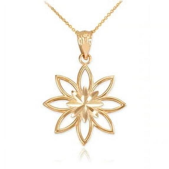 Yellow Gold Polished Daisy Pendant Necklace : 10K Pendant with 22" chain