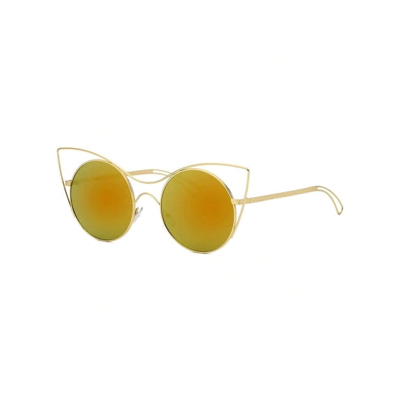 Yellow & Gold Round Sunglasses - Unique Design UV Protection Urban Street Style Shades